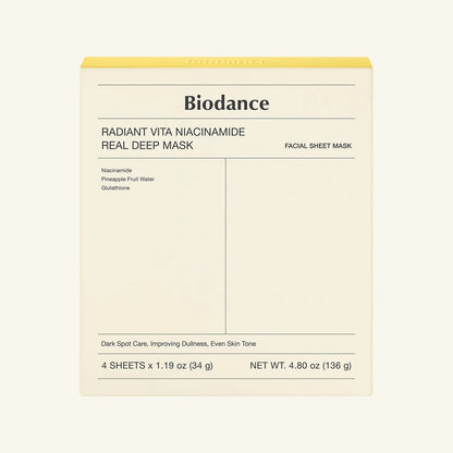 [BIODANCE] Yellow Radiant Vita Niacinamide Real Deep Mask - 4ea/8ea/12ea/16ea - Lahab Beauty | لهب بيوتي