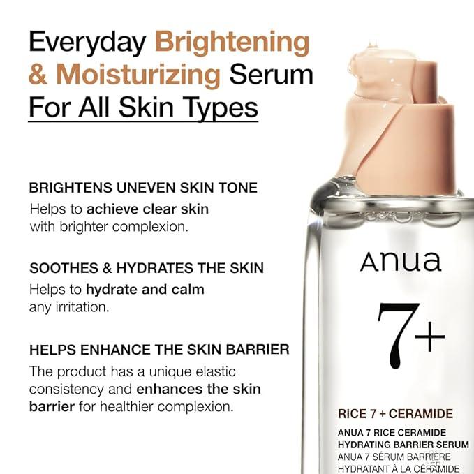 [Anua] 7 Rice Ceramide Hydrating Barrier Serum 50ml - Lahab Beauty | لهب بيوتي