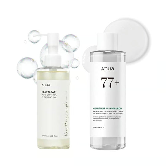 [Anua] Heartleaf Toner + Cleansing Oil Set - Lahab Beauty | لهب بيوتي