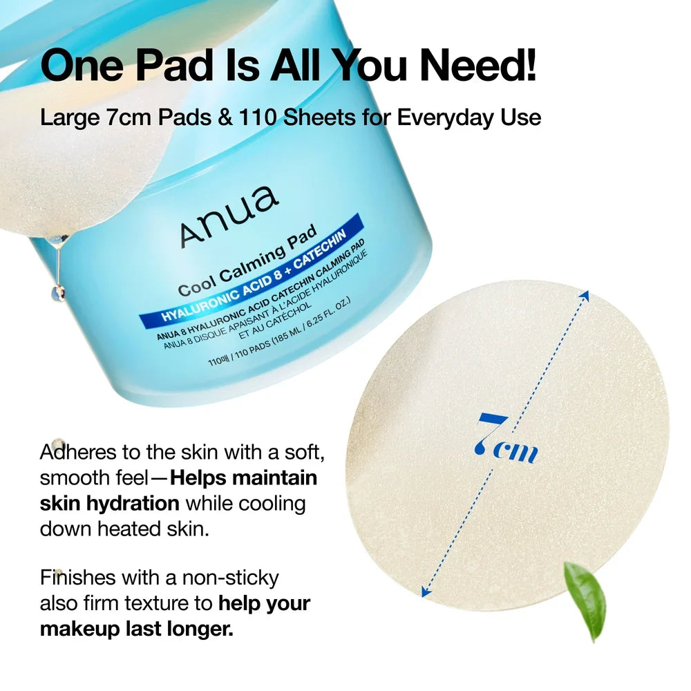 Anua 8 Hyaluronic Acid Catechin Calming Pad (110 Pads / 185ml) - Lahab Beauty | لهب بيوتي