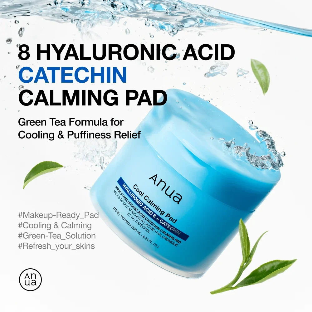 Anua 8 Hyaluronic Acid Catechin Calming Pad (110 Pads / 185ml) - Lahab Beauty | لهب بيوتي