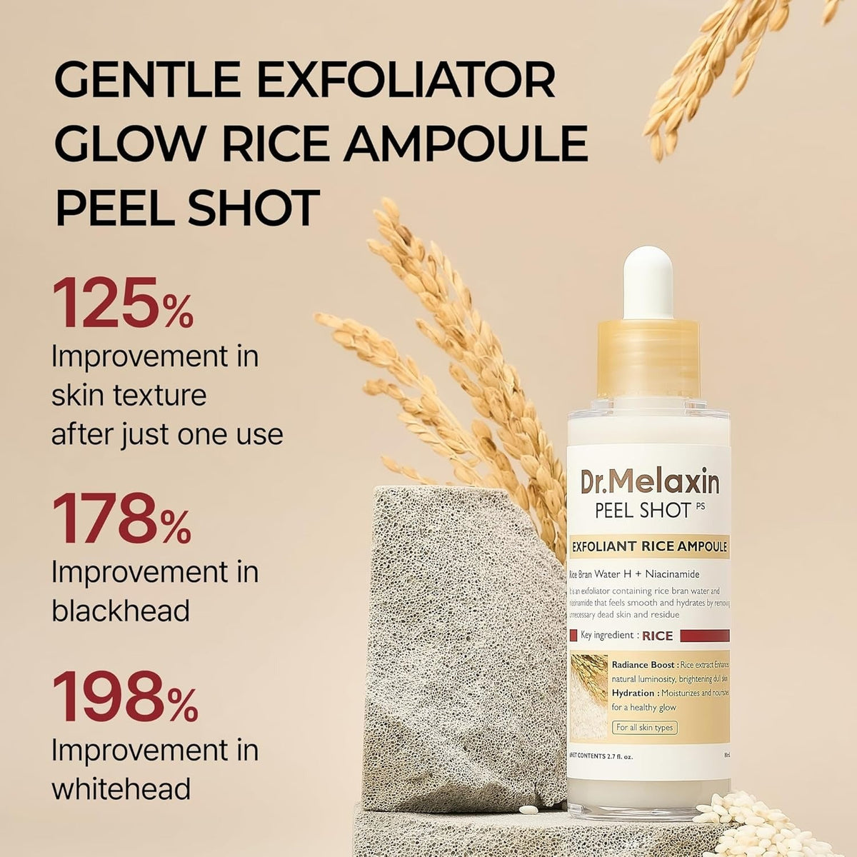 Dr. Melaxin Peel Shot Glow White Rice Peeling Ampoule - 80ml - Lahab Beauty | لهب بيوتي