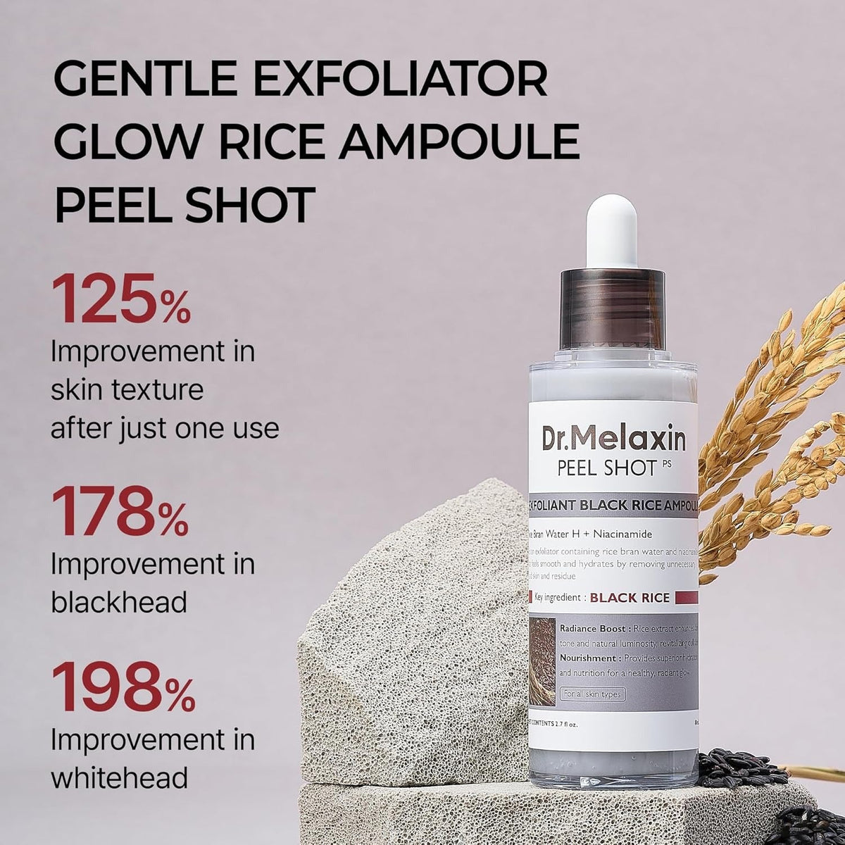 Dr. Melaxin Peel Shot Glow Black Rice Peeling Ampoule - 80 ml - Lahab Beauty | لهب بيوتي