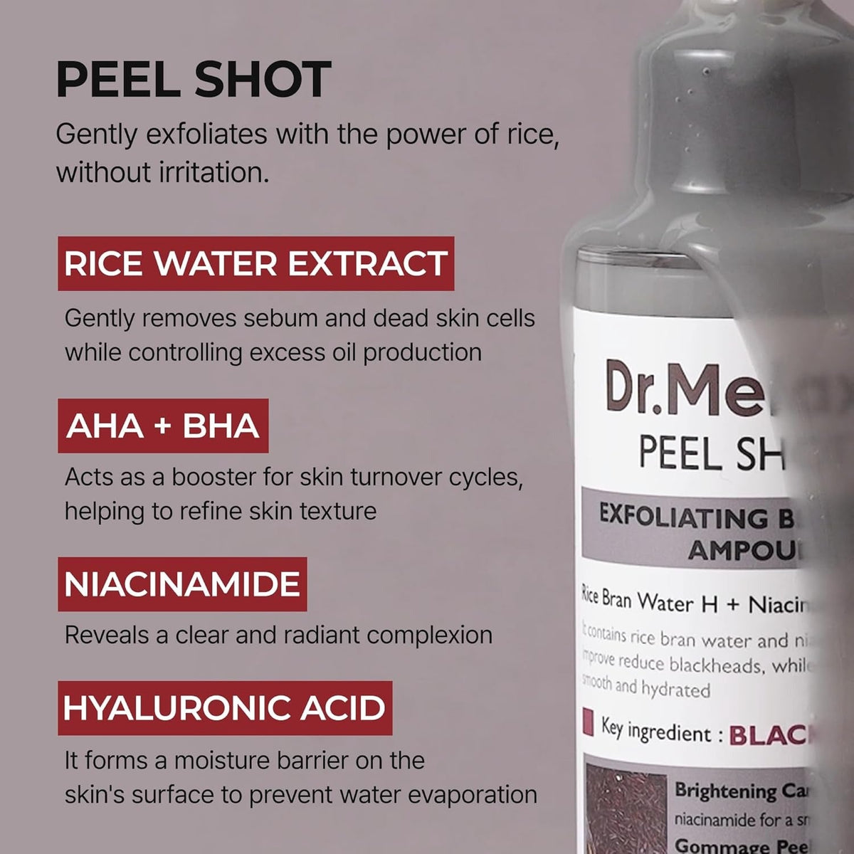 Dr. Melaxin Peel Shot Glow Black Rice Peeling Ampoule - 80 ml - Lahab Beauty | لهب بيوتي