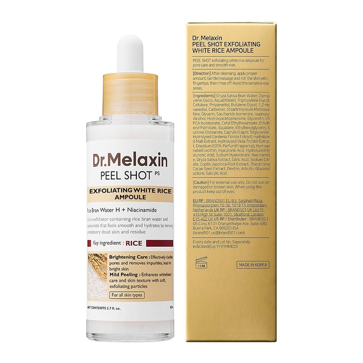 Dr. Melaxin Peel Shot Glow White Rice Peeling Ampoule - 80ml - Lahab Beauty | لهب بيوتي