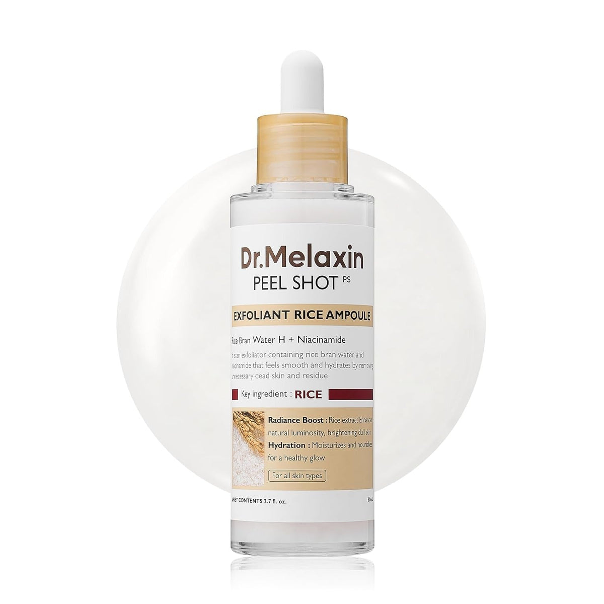 Dr. Melaxin Peel Shot Glow White Rice Peeling Ampoule - 80ml - Lahab Beauty | لهب بيوتي