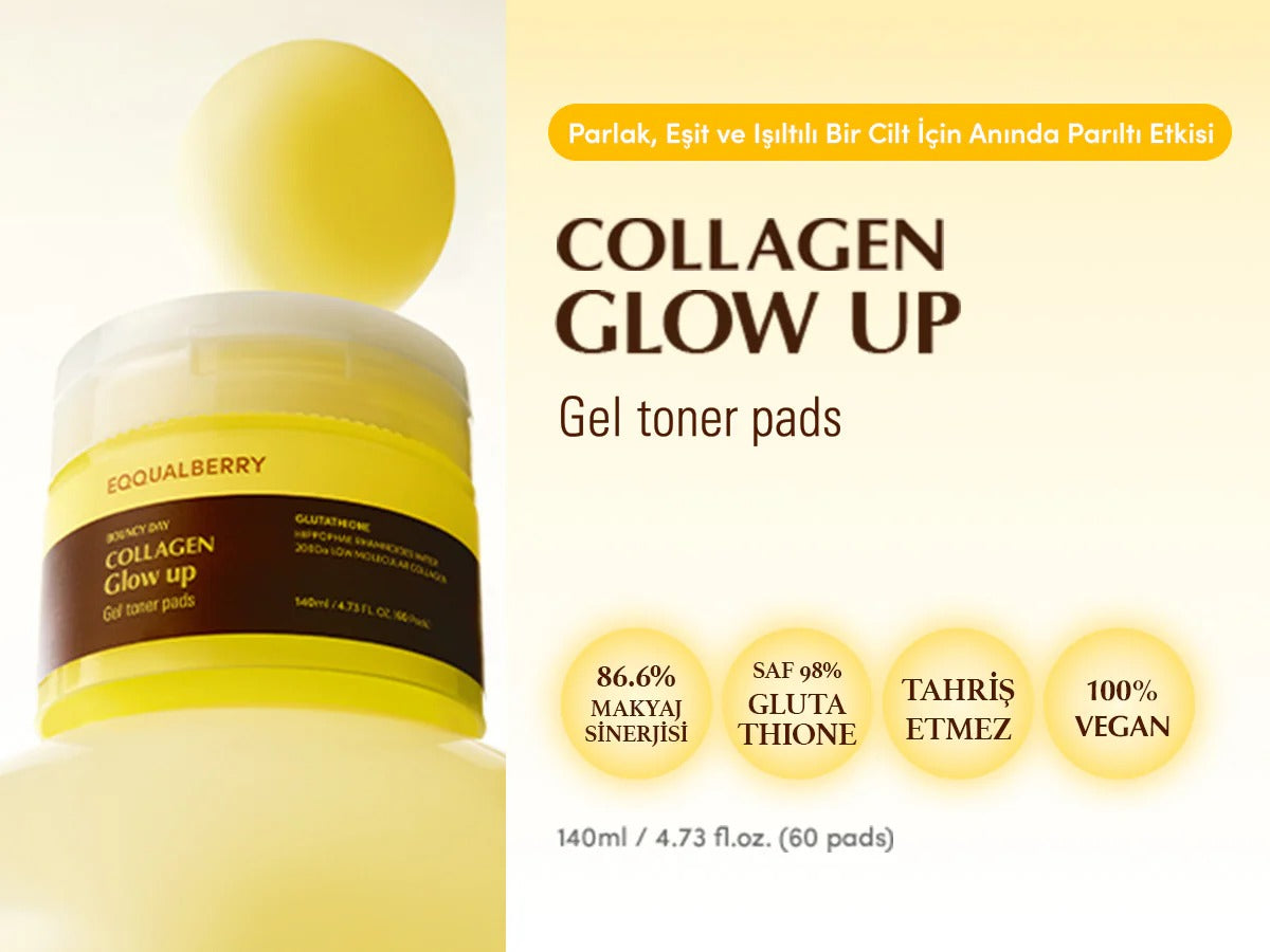 [Eqqualberry] Collagen Glow Up Gel Toner Pads (60ea) - Lahab Beauty | لهب بيوتي