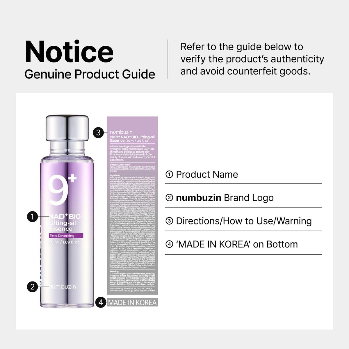 [NUMBUZIN] No.9 Essence – NAD+ BIO Lifting-sil Essence (50ml) - Lahab Beauty | لهب بيوتي