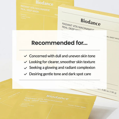 [BIODANCE] Yellow Radiant Vita Niacinamide Real Deep Mask - 4ea/8ea/12ea/16ea - Lahab Beauty | لهب بيوتي